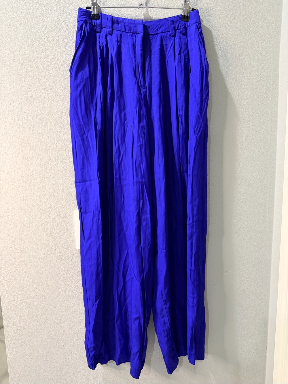 Wide Leg High-Rise Pants in Cobalt Blue